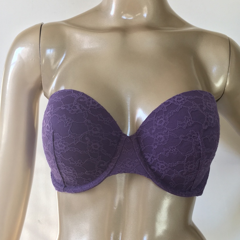 VS Strapless Purple Lace Bra